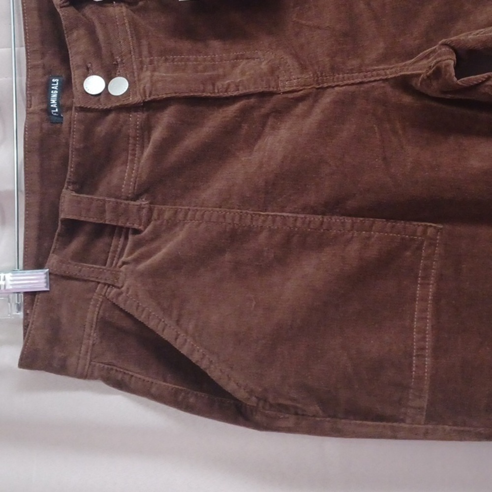 Flamingals Brown Corduroy High Rise Straight/Wide Leg Pants Made For Curves New - Picture 4 of 15
